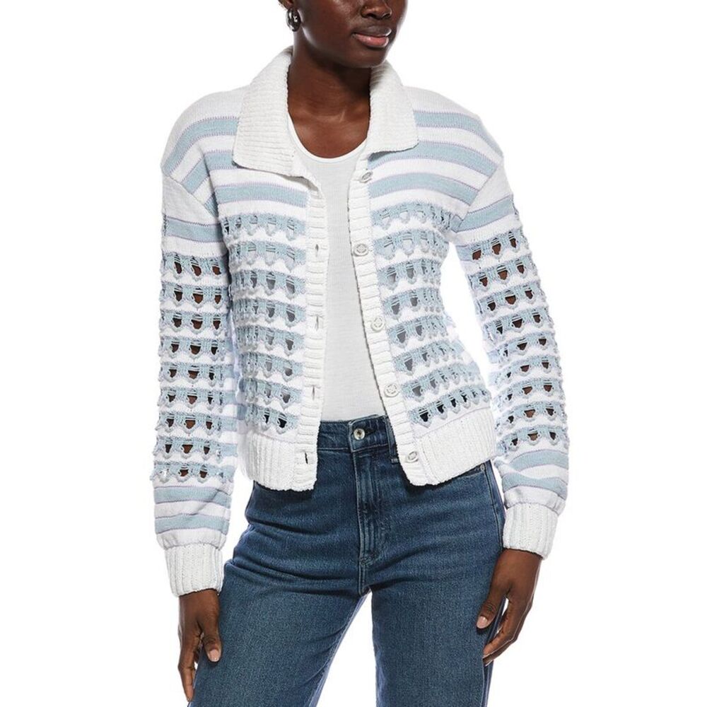 Marc Cain Womens  Striped Cardigan, Blue